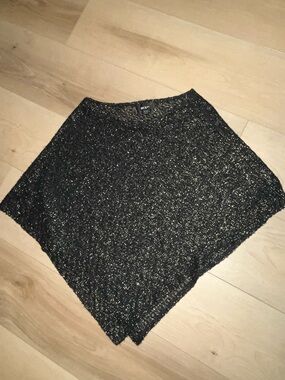 BCXgirl Black Poncho with Metallic Accents